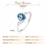 Genuine Natural Oval London Blue Topaz 925 Sterling Silver Solitaire Ring