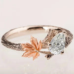 Diamond Twig & Leaf Solitaire Engagement Ring for Women