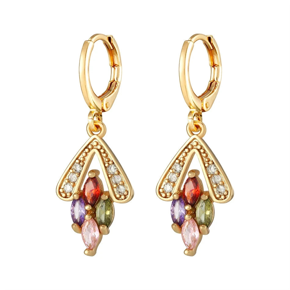 Vintage Leverback Drop Luxury Crystal Dangle Hoop Earrings For WomenCopper Earrings 1CHINA