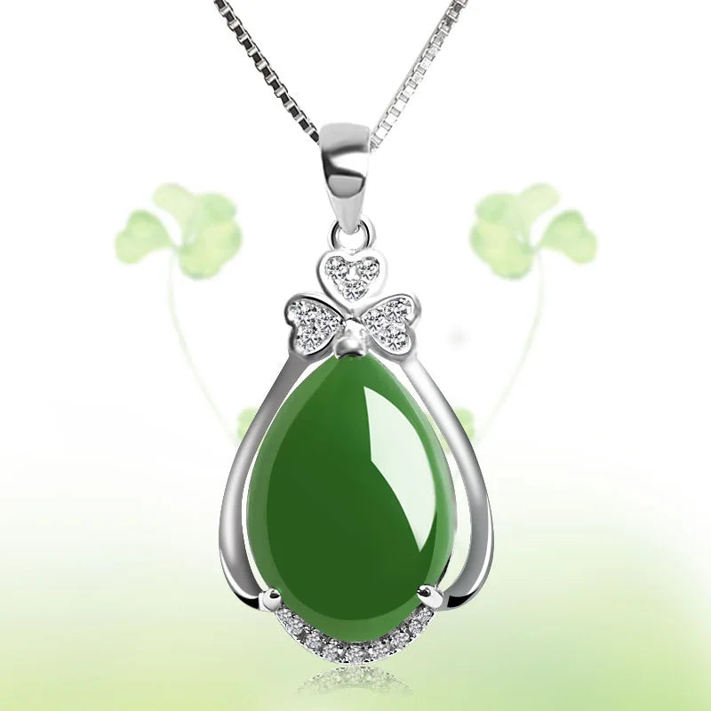 9 Karat Pendant Pear-Shaped Emerald Necklacegreen 4
