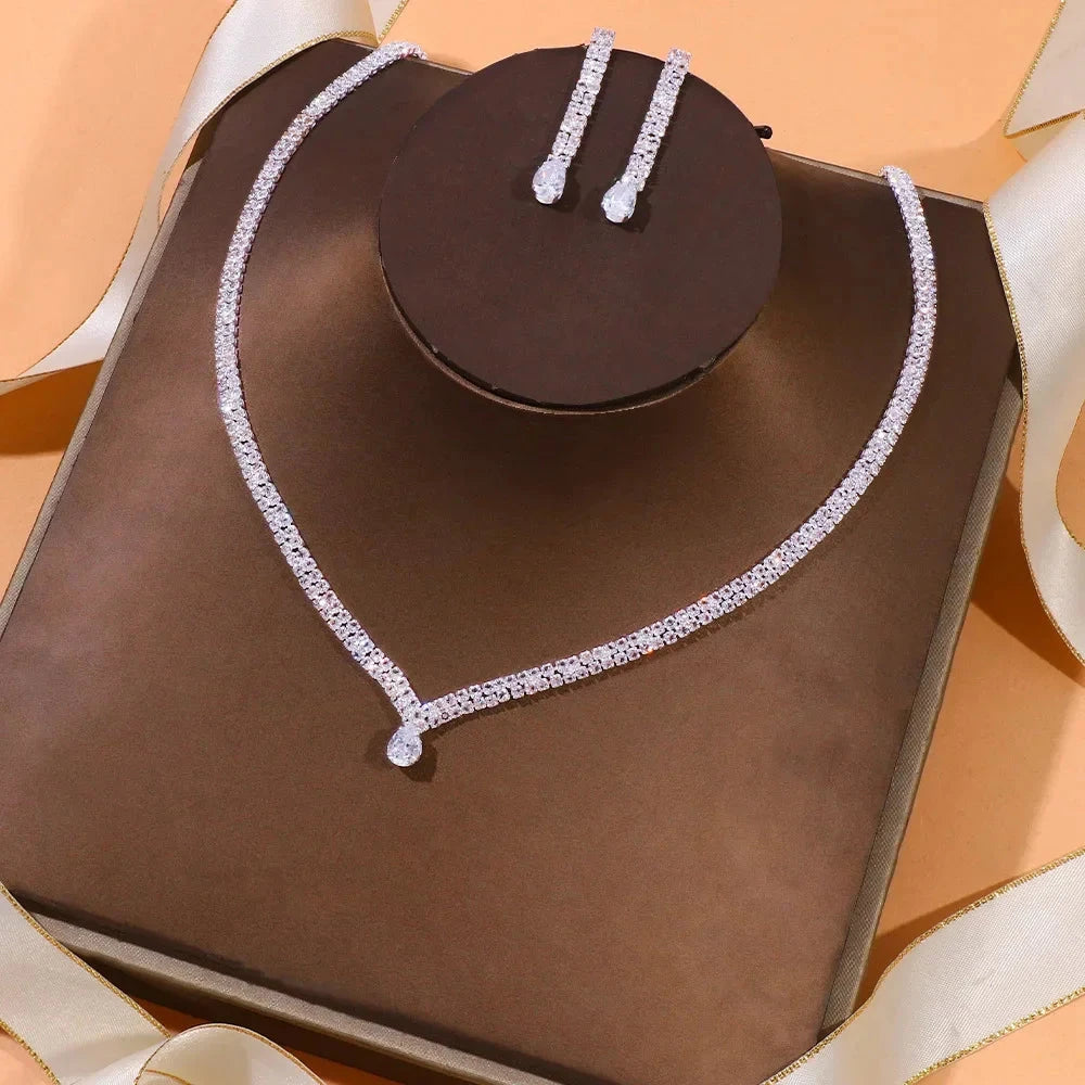 Geometric Necklace Earrings Set for Women