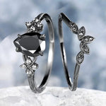 European and American Black-Plated Gun Black Water-Drop Shaped Zircon Inlaid