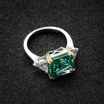 10*10mm Diamond and Emerald 925 Sterling Silver RingRing
