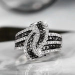 Black Enamel Ring with White Zircon – Women's LuxuryQ4738