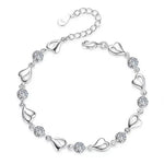 Silver Heart Shaped Necklace Bracelet Set for WomenWhite Bracelets