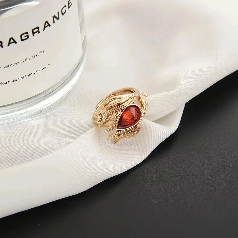 Flame Phoenix Orange Crystal Ring