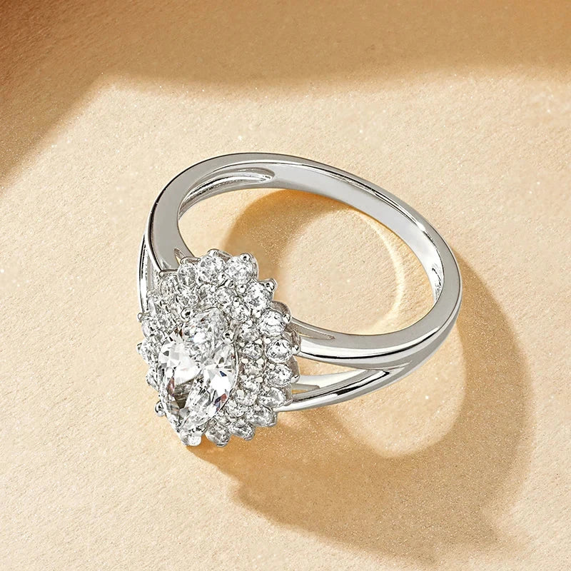 Sparkling Marquise CZ Bridal Ring – 14K Gold Plated Engagement Jewelry