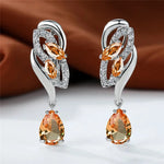 Luxury Crystal Clip Earrings for WomenChampagne