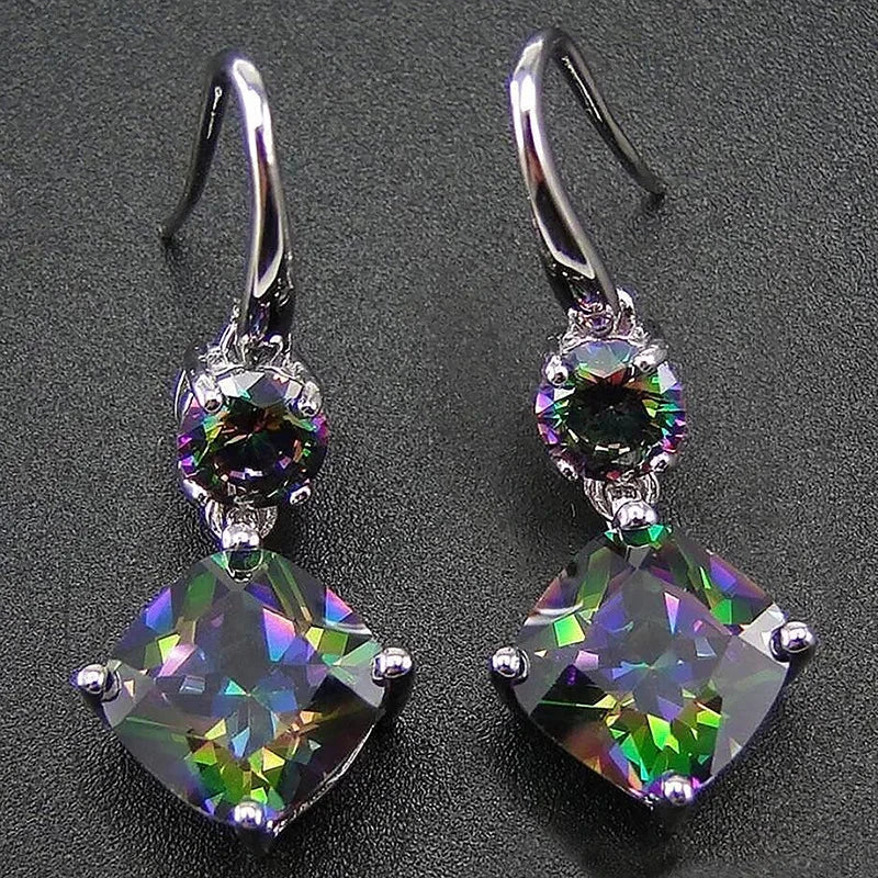 Exquisite Multi-Colored CZ Dangle Earrings for WomenE614