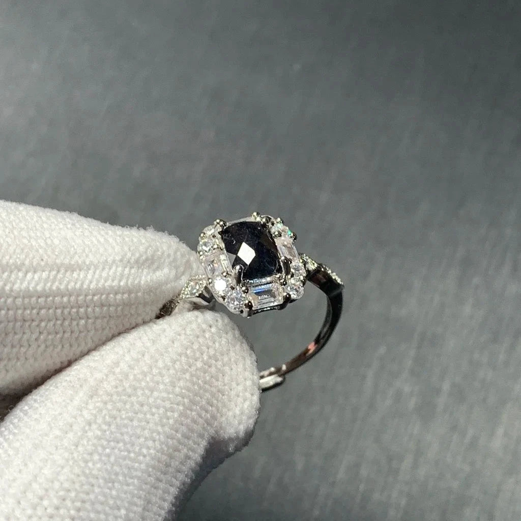 3MM Natural Sapphire Ring Adjustable Female Ring