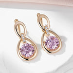 Rose Gold Purple Water Drop Zircon Earrings for Women