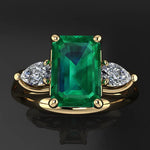 Bague Diamant Bizuteria Anillos De Pure Emerald Gemstone 14k Gold RingGreen6
