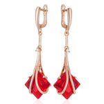Shiny White Zircon Drop Earrings – 585 Rose GoldRed