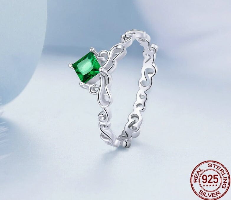 Floral Emerald 925 Sterling Silver RingRing
