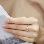 Luxury Gold Crystal CZ Engagement Ring for Women