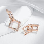 Rose Gold Rhombus Drop Earrings for Women