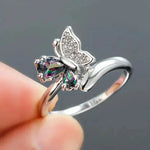 Multi-Colored Cubic Zirconia Butterfly Ring for Women