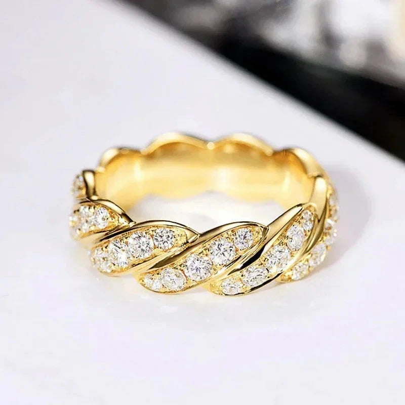Luxury Gold Crystal CZ Engagement Ring for WomenQ83210