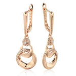 Elegant Hoop Pendant 585 Rose Gold Long Drop Zircon Earrings For Women