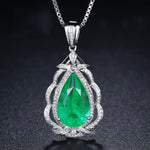 9 Karat Pendant Pear-Shaped Emerald Necklacegreen 2