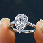 Crystal Water Drop Rings for WomenF396SILVER PLATED