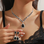Luxury Necklace Earrings For Women Water Drop Pendantblack