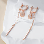 585 Rose Gold Tassel Water Drops Dangle Earrings For Women