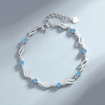 Silver Heart Shaped Necklace Bracelet Set for WomenBlue Bracelets 02