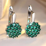 Crystal Green Zircon Sunflower Hoop Earrings – Rose Gold/SilverSilver