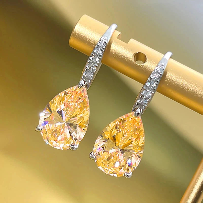 Sweet Pink/Yellow Zircon Dangle Earrings for Women