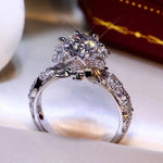 Exquisite Silver Color Inlaid Round Flower Stones for Women