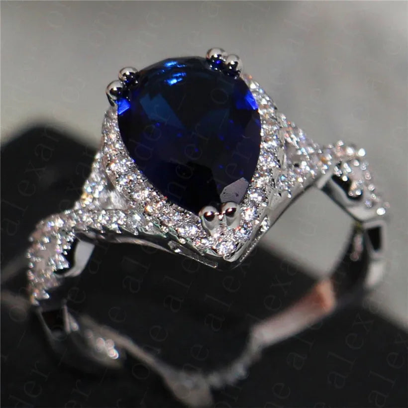 Drop 4ct Blue Sapphire Engagement RingsBlue5