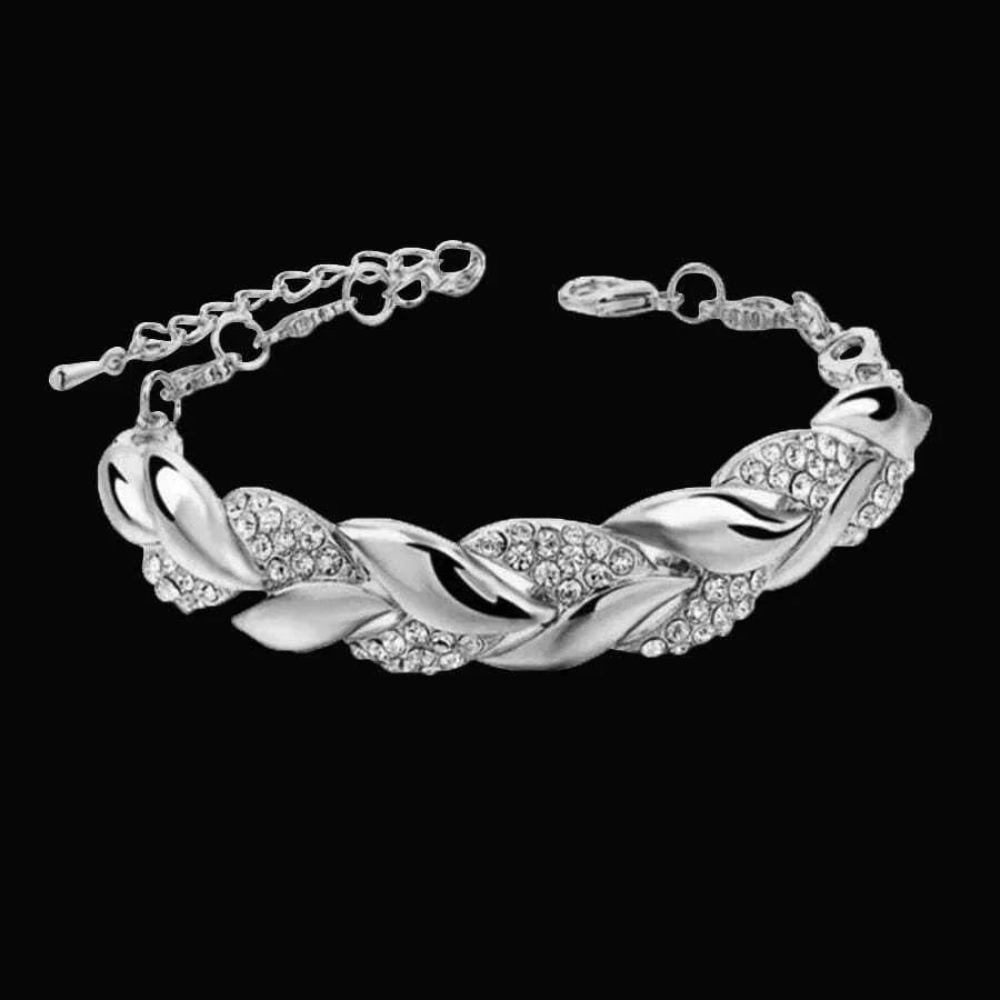 Women's Bracelet Gold Twisted Shining Crystal Stone