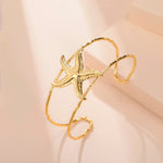 Skyrim Starfish Double Layer Cuff Bracelet Women Stainless Steel Gold Color Open Bangle Fashion Summer Beach Jewelry Gift
