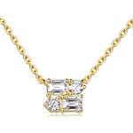 Oval Moissanite Pendant Necklace for Women4 Stones-GoldCHINA