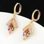 Vintage Leverback Drop Luxury Crystal Dangle Hoop Earrings For Women