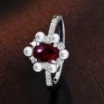 5*7mm 1CT Oval Cut Emerald, Ruby & Sapphire with Pearls Solid 925 Silver RingRingruby4