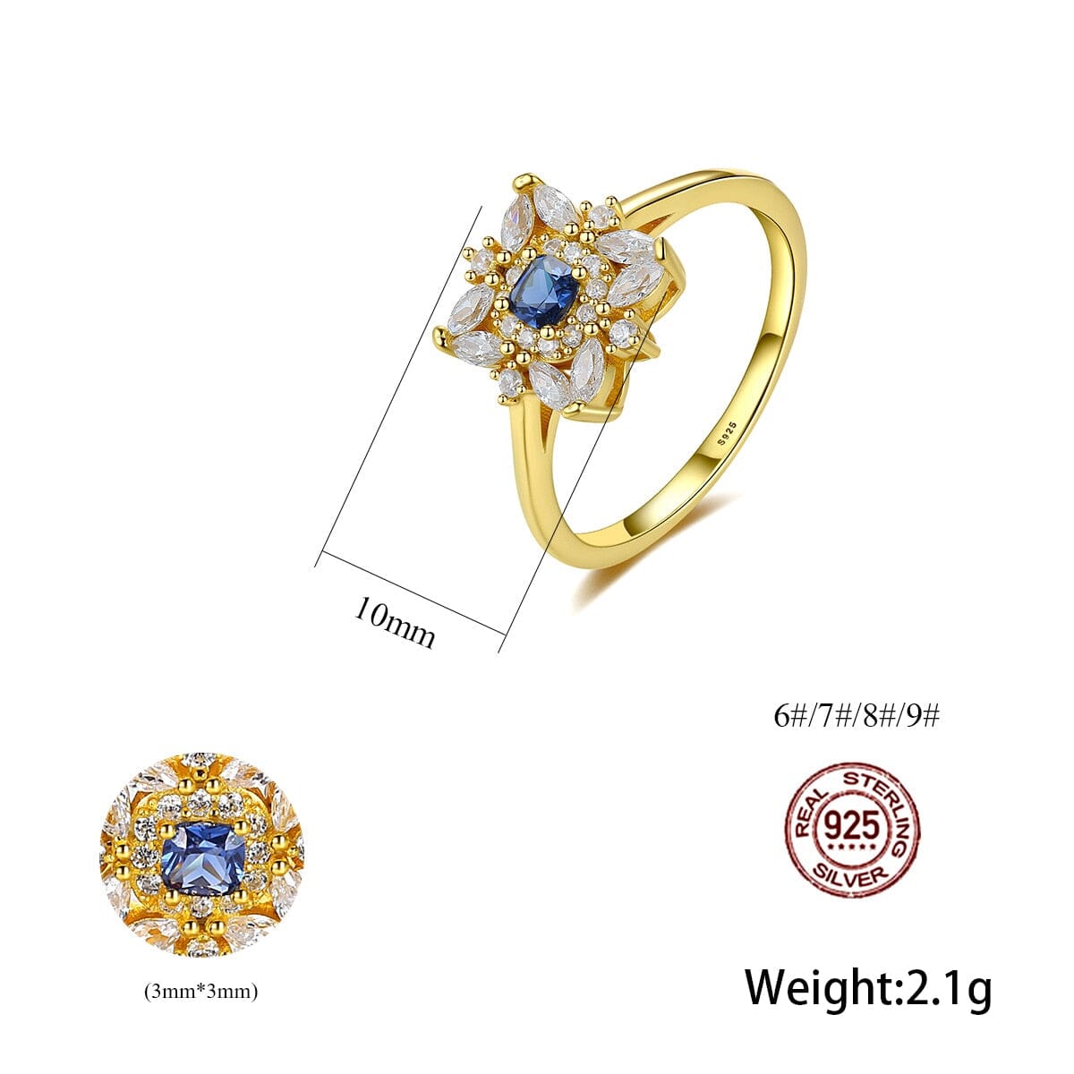 Classic Sapphire Gold Plated RingRing