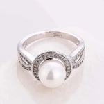 New Romantic Big Round pearl Women RingWHITESILVER PLATED