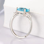 925 Sterling Silver Blue Zircon Adjustable Rings