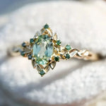 Luxury Flower-Shaped Green Stone Ring