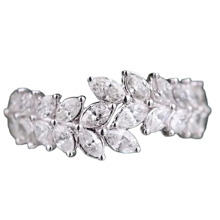 Leaf Design Cubic Zirconia Statement Ring for Women
