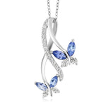 Butterfly 6 Color Gemstone Pendant Necklaceblue
