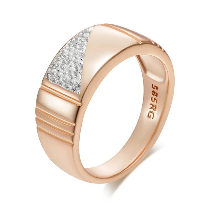 Unisex Shiny Natural Zircon Square Wide Rings 585 Rose Gold SilverZ12117