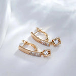 585 Rose Gold Drop Earrings with White Zircon