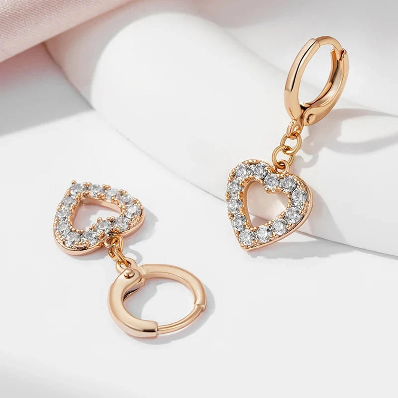 585 Rose Gold Color Heart Shape Earrings For Women
