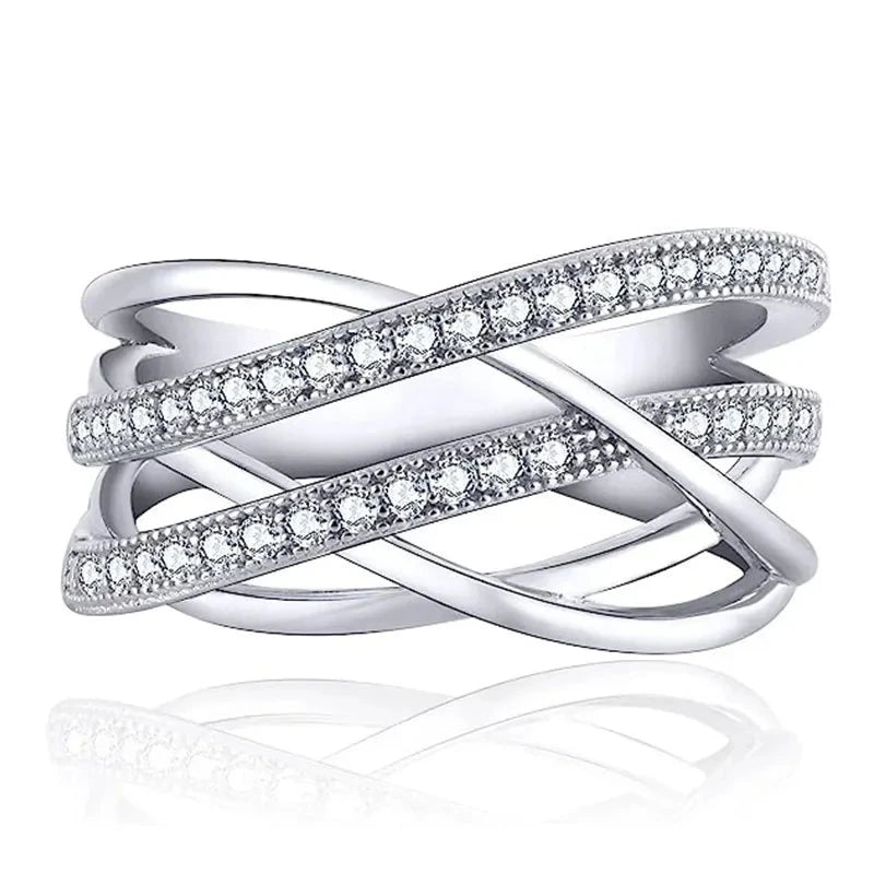 European-Style Multi-Layer Zircon Ring for Women