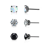 3 Pairs of Red Opal Stone Stud EarringsOT208