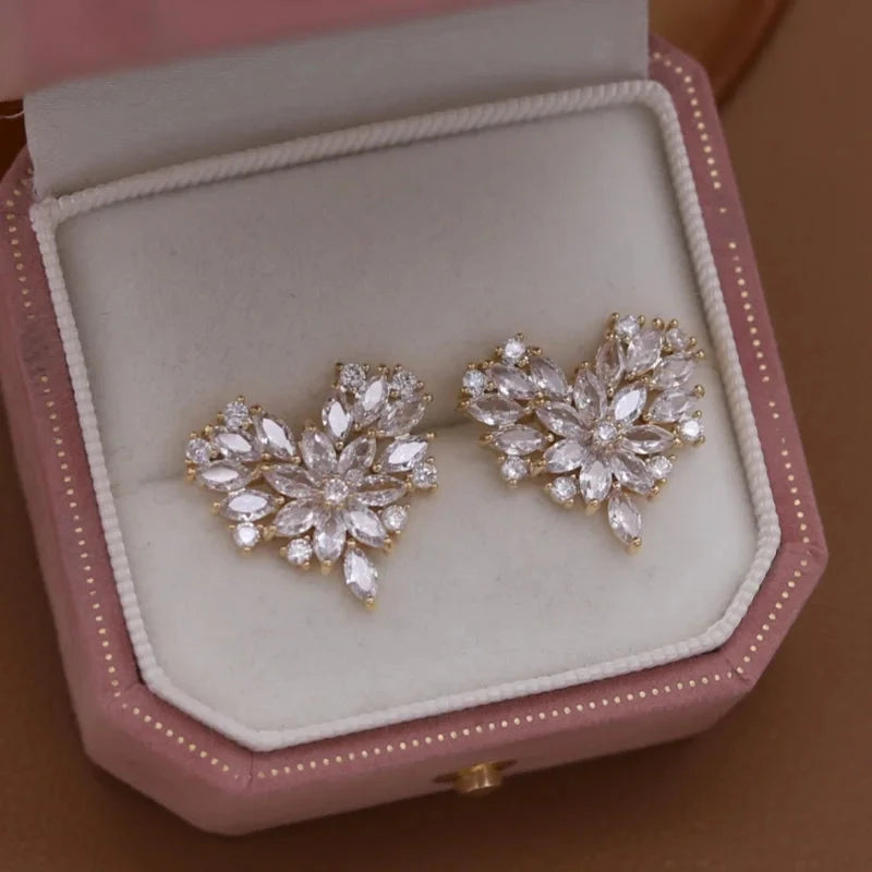 14K Gold Plated Zircon Love Earrings