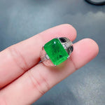 Natural Emerald Ring 925 Sterling Silver Gemstone